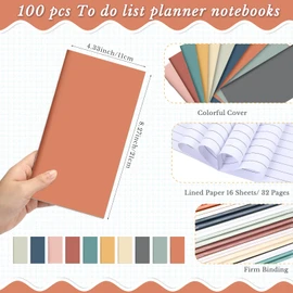 Qilery 100 Pcs 2026-2027 Daily Weekly Planner Bulk Employee Appreciation Gifts Small Pocket Journal to Do List Goals Notepad for Nurse Team Coworkers Social Worker Teacher (Bright Color)
