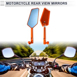 RATCHROLL 1 Set Universal Motorcycle Rear View Mirrors Adjustable Bar End Side Mirrors Mount M8/M10 Orange Aluminum Alloy Prismatic Shape