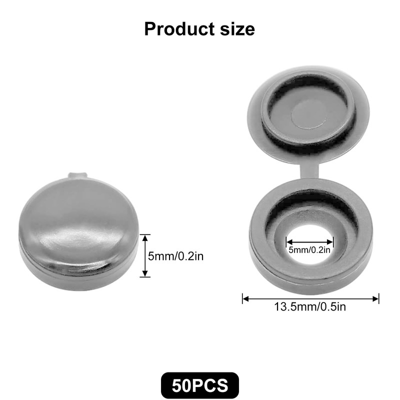 LICQIC 50 PCS Screw Cover Caps, Plastic Hinged Screw Cover