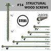 Timber Screws #14 x 8 inch, Heavy Duty Wood Screws