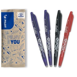 PILOT - FriXion Ball 0.7 Set - 4 Pieces: 2x Blue + 1 Black/Red - Erasable Rollerball Pen 0.4 mm Line Width - Pleasant Writing Guide, Thermosensitive Ink, Replaceable Refill - Medium Tip