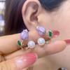 MAQVQLU Tulip Pearl Stud Earrings - Front and Back Earrings