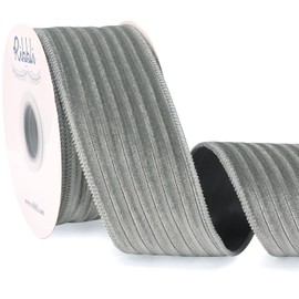 Ribbli Glossy Dusty Green Velvet Wired Ribbon 2.5 Inch Striped Velvet Christmas Ribbon for Gift Wrapping Christmas Tree Decoration Crafts Wreaths Supplies-Continuous 10 Yards