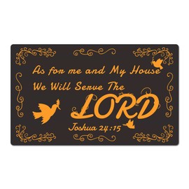 As for me and My House We Will Serve The Lord 5 Welcome Funny Floor Decor Doormat Entrance Way Non-Slip Door Mats Front Indoor or Outdoor Living Room Kitchen Bedroom Area Rugs 30X17 Inch