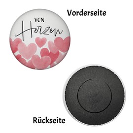 Heart Magnet Round with Saying "Von Herzen Danke" Guest Gift Wedding Love for Bride and Groom Mother's Day for Mother with Affection