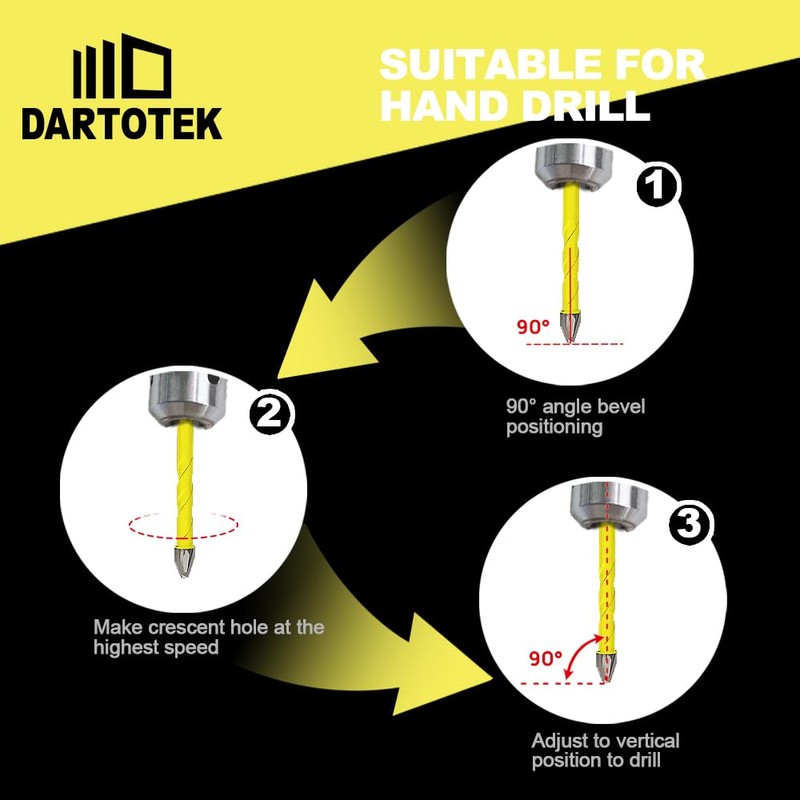 Crooked Head Eccentric Drill 6/8/10/12MM Sets of Bits DARTOTEK Twist
