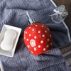 Bicuzat Large Capacity Ceramic Red Strawberry Shaped Soap Dispenser with