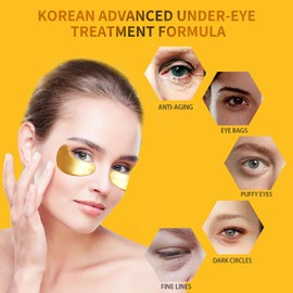 Under Eye Patches for Puffy Eyes Treatment 30 Pairs, 24K Gold Under Eye Masks for Dark Circles and Puffiness, Eye Gel Pads w/ Collagen, Sodium Hyaluronate, Rose Essence for Eye Bags Treatment