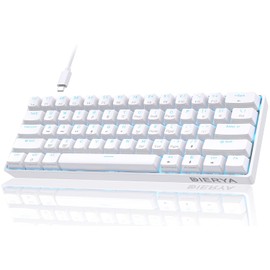 DIERYA 60% Teclado Mecánico, DK61se Teclado de Juegos con Cable con Interruptores Azules, LED Retroiluminado, Ultra Compacto, 61 Teclas, Mini Teclado de Oficina para Windows, Laptop, PC Gamer