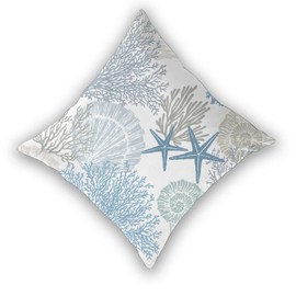 BETGINY Coastal Throw Pillow Cover 16 X 16 Inch Pack of 2, Summer Ocean Themed Pillow Covers Square Cushion Farmhouse Seashell Starfish Beach Pillow Cases for Bedroom Living Room Patio