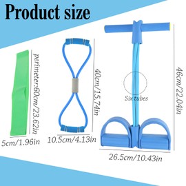 XoeLLe Expander Fitness with Back Trainer and Fitness Bands, Abdominal Trainer, Sports Equipment at Home, 6 Tubes Rubber Elastic Pull Rope, Fitness Drawstring for Training (Blue)