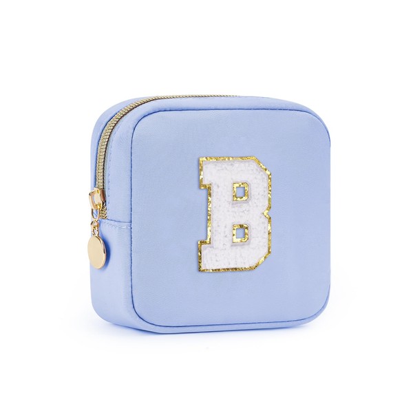 Wandering Nature Personalized Mini Initial Makeup Bag with Glitter Chenille