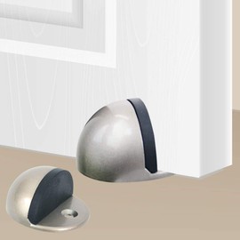 CG PLUS Floor Door Stopper with Rubber pad Satin Nickel 4 Pack, Semicircle Shaped Door Stopper, Stainless Steel for Protecting Wall