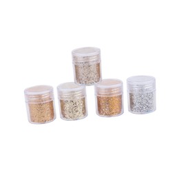 FRCOLOR 5 Pcs Nail Art Essential Glitter Powder Mixed Sequins for Gradient Dipping Glossy Scrub Effect for Professional and DIY Manicure Silver