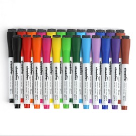 cloudriver Magnetic Dry Erase Markers, 24 Pack Whiteboard Markers - 12 Fine Tip And 12 Chisel Tip, 12 Colors Low Odor Dry Erase Marker With Eraser Cap