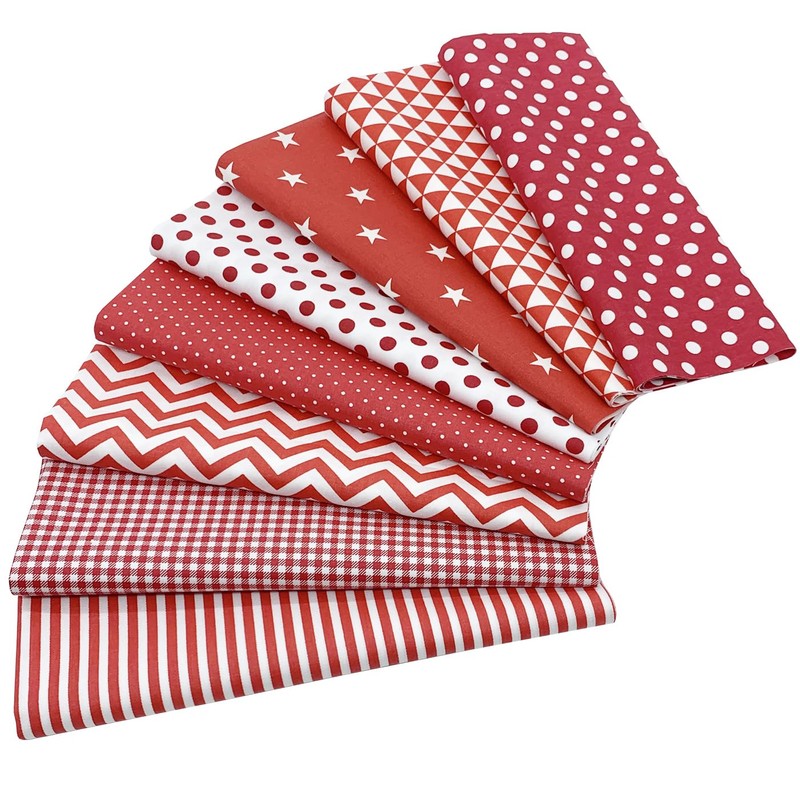 EDGEAM Pack of 8 Fabrics for Sewing 50 x 50