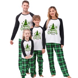 Loalirando Christmas Pajamas For Family 2 Pcs Familiy Matching Christmas Pjs Long Sleeve T-Shirts + Pants Xmas Sleepwear Nightwear For Men Women Kid And Baby (Dog, S, Green Christmas tree)