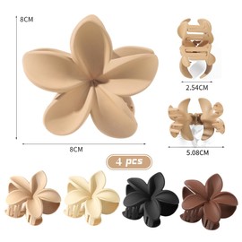 Pack of 4 Hair Clips with Floral Pattern, Large Hair Clips for Thick Hair, Hair Claw, Non-Slip Hair Jaw Clips, Hair Styling, Large Hair Clip for Women and Girls