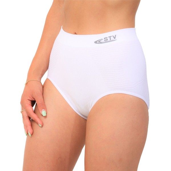 STV Womens Seamless High Waist Tummy Control Slimming Shapewear White