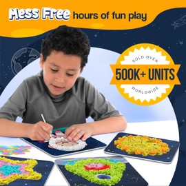 jackinthebox Poke Poke Art para niños - Tema espacial, kits de prensado de flores, arte y manualidades de tela sin ensuciar, regalo para niños y niñas de 4, 5, 6, 7, 8 años