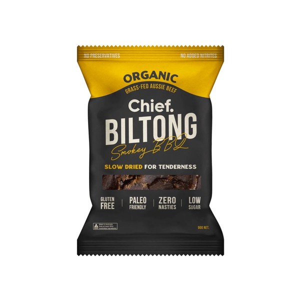 Chief Collagen Grass Fed Biltong - Smokey BBQ 6x90g, 12x30g