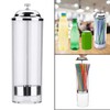 Plastic Straw Dispenser Container with Stainless Steel Lid Transparent Drinking