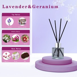 3 Pack Fragrance Reed Diffuser, 50ML Lavender Jasmine Freesia Aromatherapy Diffuser Set with 12 Black Fiber Sticks,Air Freshener for Bedroom Bathroom Office, 8.2X 6.6X 2.1 inch