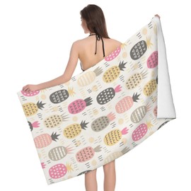 Makachen Colorful Microfiber Pineapple Beach Towel Blanket Lightweight Absorbent Quick Dry Sand Swimming Bath Pool Towel Women Girls,28x55 Travel Beach Towel