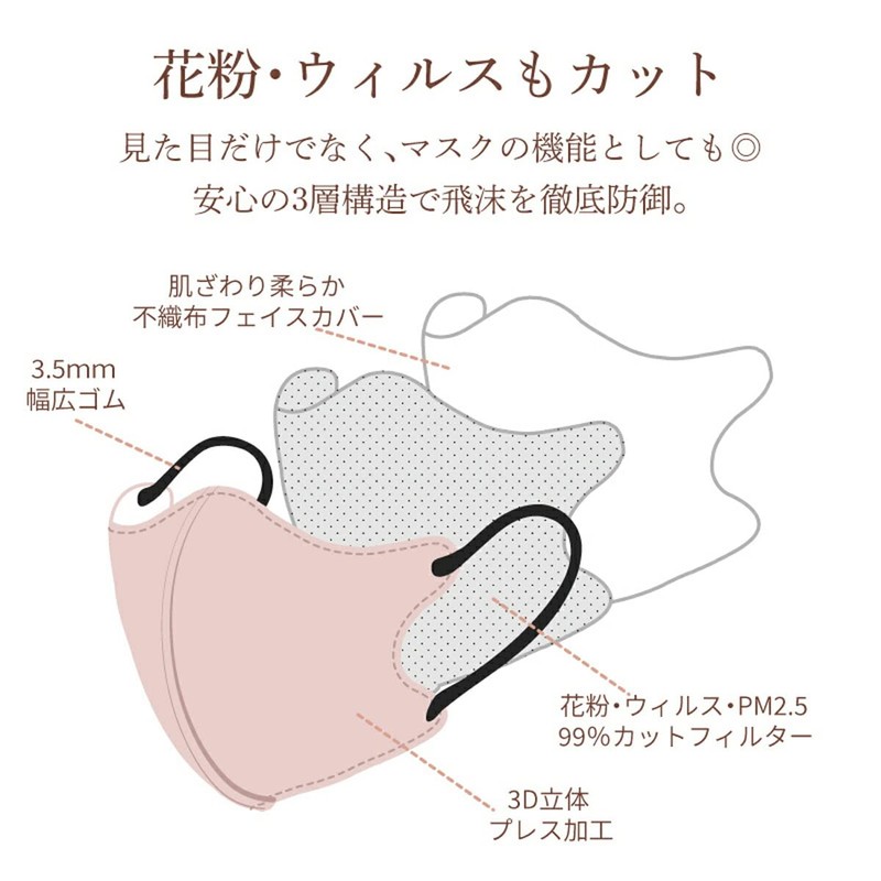 Hobinavi Mask, Non-woven Fabric, 3D Mask, Small Face, Bicolor 3D