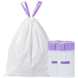 10L Bin Bags Drawstring Small Bin Liners 80 White Pedal Trash Bags Thick, Pre-separated, for Bathroom, Office, Bedroom