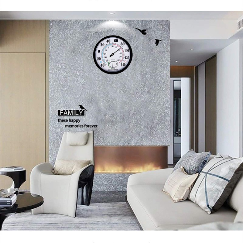 Indoor Outdoor Thermometer Large Wall Thermometer-Hygrometer Does not Require Battery