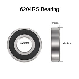 sourcing map 2pcs 6204-2RS Bearing 20x47x14mm, Chrome Steel Double Rubber Seals Precision Bearing, Lubricated Deep Groove Ball Bearings, P6 (ABEC 3)