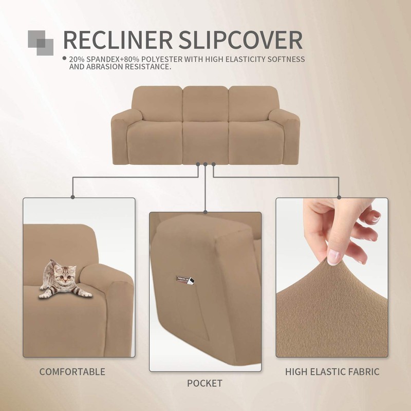 Easy-Going 8 Pieces Microfiber Stretch Sectional Recliner Sofa Slipcover Soft