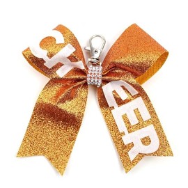 Blue Drop Cheer Keychain Glitter Bowknot Keychain Orange White Bow Game Day Keyring Cheerleader Car Keys Backpack Handbag Schoolbag Pendant Accessories Jewelry