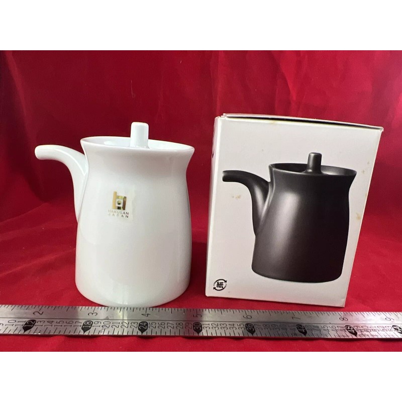 Japanese Hakusan Porcelain White Soy Pot Dispenser G-Type Decanter Japan