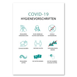 Pack of 10 Hygiene Regulations Premium Stickers A4 Stickers with UV Protection Mandatory Signs Warning Signs for Outdoor and Indoor Use