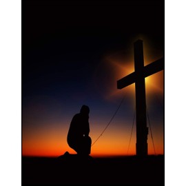 Prayer at the Cross Christian Inspirational Notebook: 100 Pages 8.5" X 11" Wide Ruled Line Paper