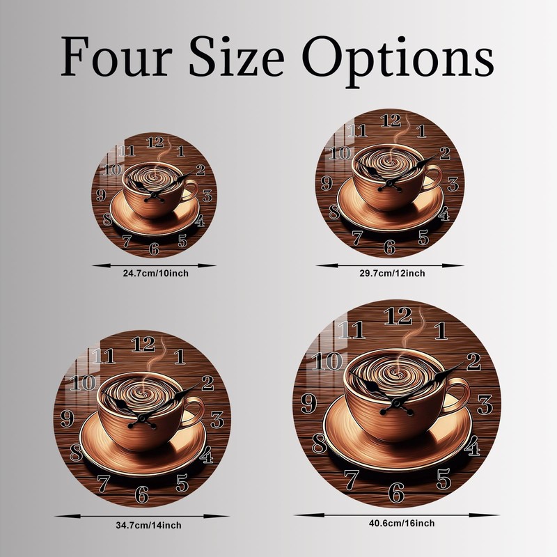 Tomopetime Kitchen Wall-Clocks for Farmhouse Deco - Coffee Cup Clock