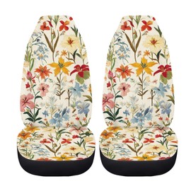 Quelytytrip Vintage Floral Print Seat Cover for Cars,SUV,Waterproof Front Seats Protector,Fashion Auto Interior Accessories for Women