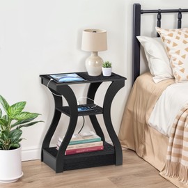 SEGAWE Glamorous Curve Design Black End Tables Elegant Functional Furniture For Home