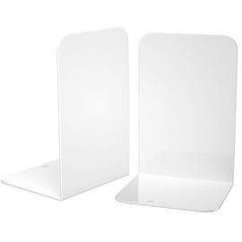 VFINE Bookends 1 Pair, White Metal Book Ends, Bookends for Shelves, Book Stopper for Heavy Books, Book Dividers for Home Office