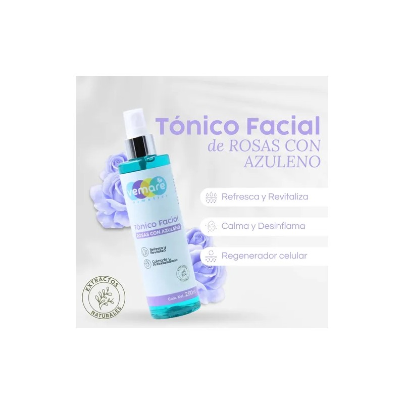 Tónico Facial De Rosas Y Azuleno Vemare Piel Sensible 250