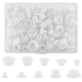 200pcs Plastic Hole Plug Set, 5/6/8/10/12mm Round Drill Hole Cover Caps, Push-in Type Button Plugs for Cabinets Machines Furniture