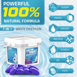 PAULINN RV Toilet Treatment Drop Ins, 50 Packs Septic Tank Treatment Pods Holding Tank Deodorizer for RV Black & Grey Water Tank Camper Marine Boat Camping, Lavender