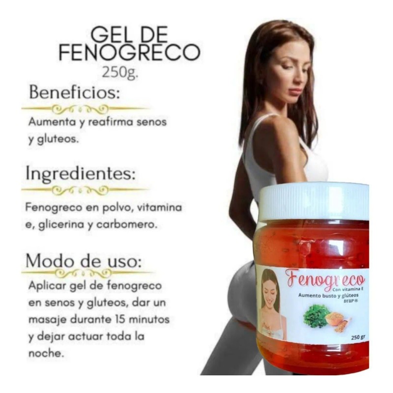 Gel Fenogreco Premium Concentrado 100% Natural Busto-gluteos