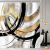 Riyidecor Black Gold Abstract Shower Curtain 72Wx72H Inch Modern Graffiti