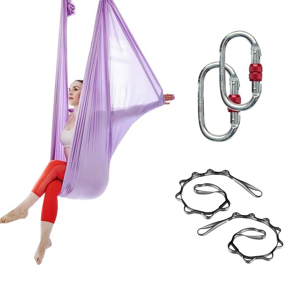 Active Silk Aerial Yoga Hammock 5.5 yards Premium Aerial Silk Fabric Yoga Swing for Antigravity Yoga Inversion Include Daisy Chain Carabiner and Pose Guide