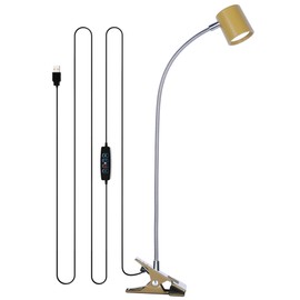 Dott Arts Desk Lamp,USB Clip On Light with 3 Color Modes,LED 10 Levels Brightness Reading Lamp, 360° Gooseneck Book Light,Eye-Care Reading Light for Home Office,Headboards Gold