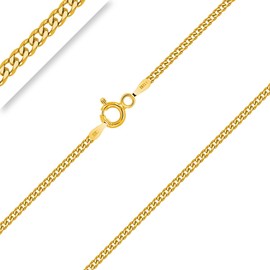 PLANETYS - Flat Curb Chain Diamond-Coated 925 Sterling Silver 18 Carat Gold-Plated Chain Necklace - 1.5 mm Wide Various Lengths: 40-45-50-55-60-65-70 cm, Sterling Silver, Diamond