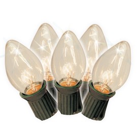 Brite Star 37-835-00 25 Count Ceramic C7 Old Fashioned Light Set, Green Wire, Clear